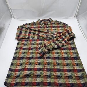 Jhane Barnes Mens Multi Color Long Sleeve Button Up Cotton Size Medium Fall Win